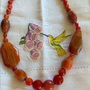 Multicolored semiprecious stone beaded necklace